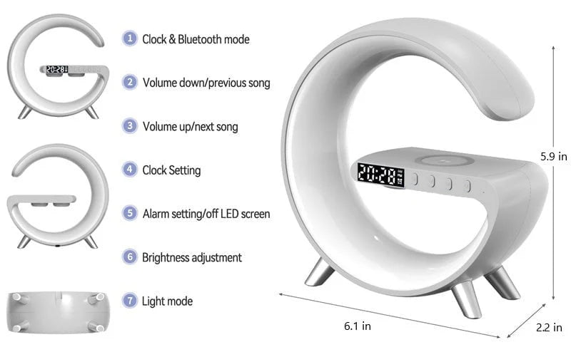 Smart Multifunctional G-Shaped 5-in-1 Clock