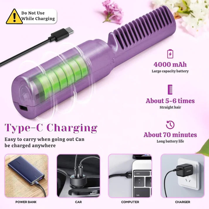 Portable 2-in-1 Hair Straightening Brush Dhaka Dash