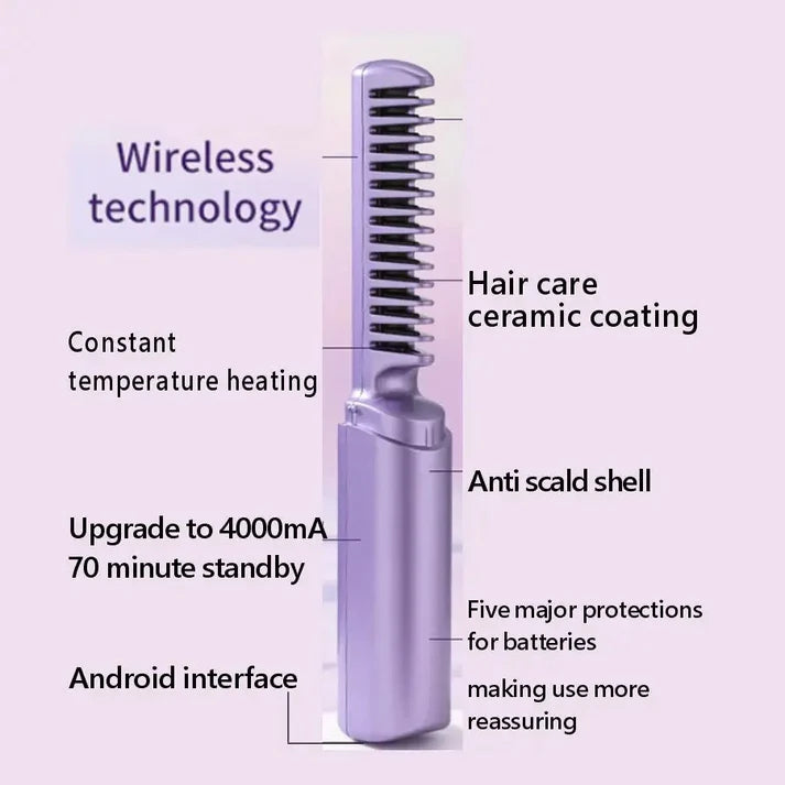 Portable 2-in-1 Hair Straightening Brush Dhaka Dash