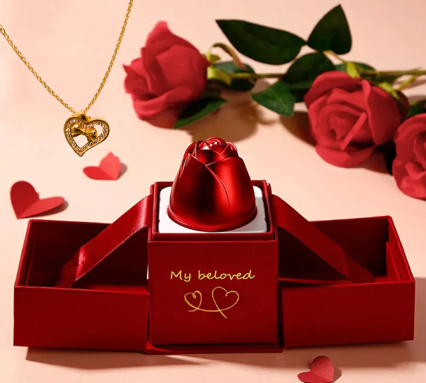 (⏰ Valentine Special: Limited Stock)🌹 Eternal Love Rose Lifting Gift Box + Beautiful Heart Necklace