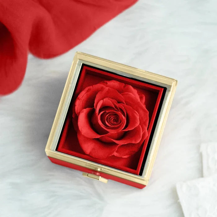 (⏰ Valentine Special: Limited Stock)🌹Eternally Preserved Rotating Rose Box - W/ Beautiful Heart Necklace 💎✨