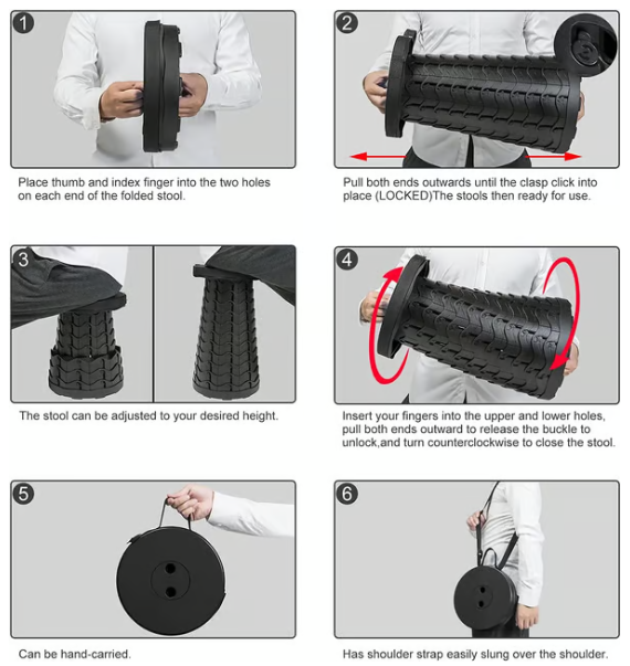 💥Upgraded Retractable Folding Stool