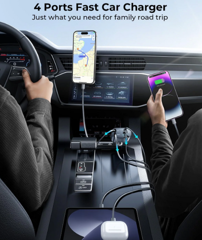 4 IN 1 Retractable Super Fast Car Phone Charger