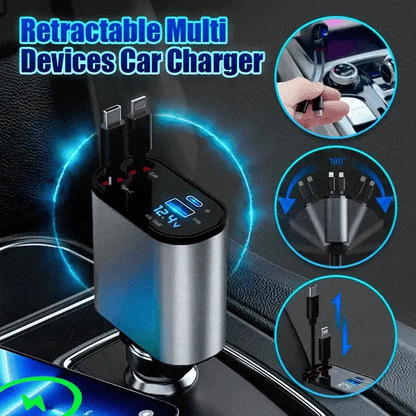 4 IN 1 Retractable Super Fast Car Phone Charger