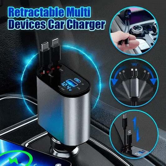 4 IN 1 Retractable Super Fast Car Phone Charger